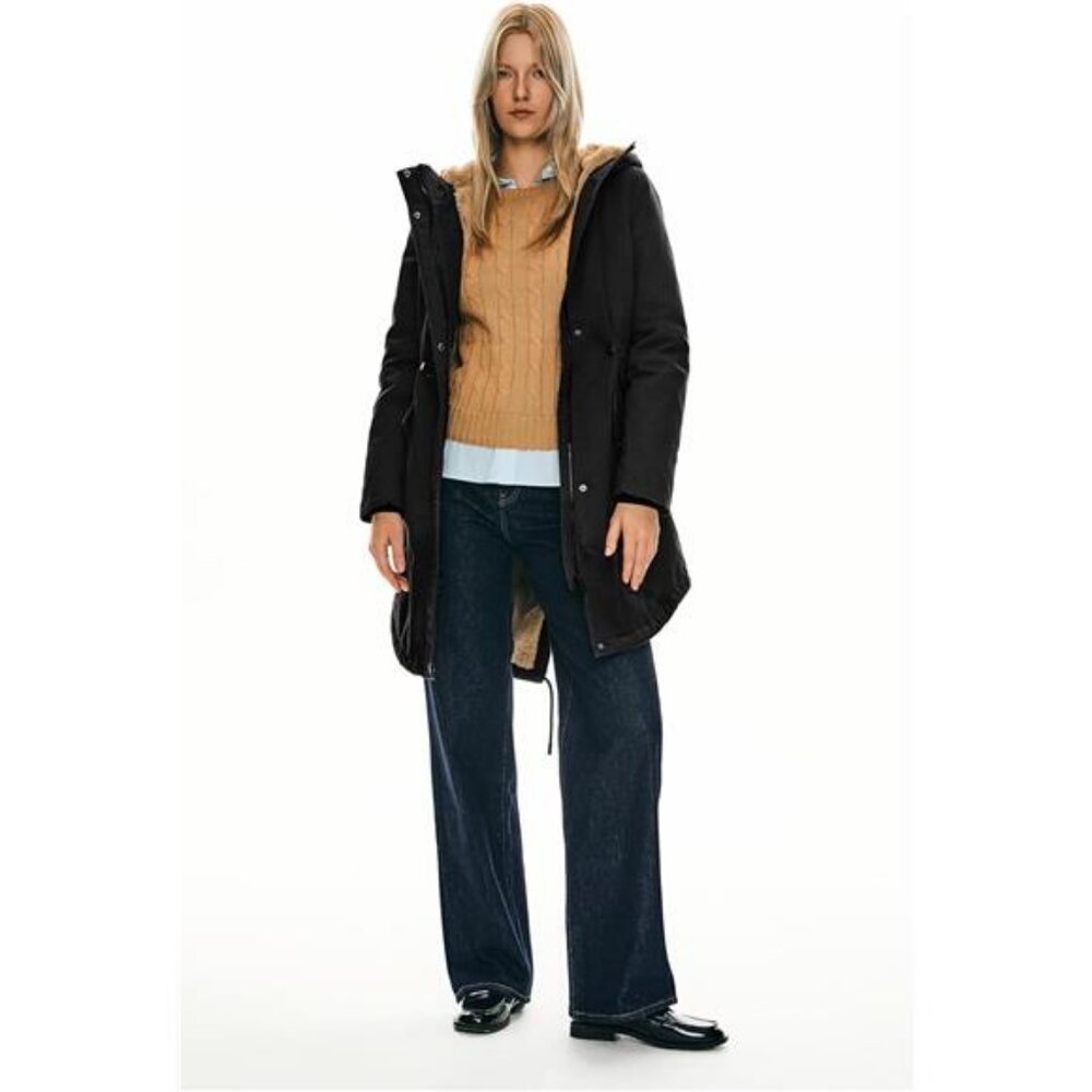 Women's Thicken Fleece Lined Parka Winter Coat Hooded Jacket with Pockets - Picture 6 of 7